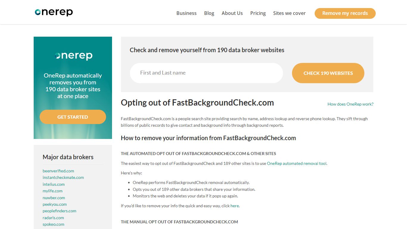 FastBackgroundCheck Opt Out | Remove Information Guide | OneRep